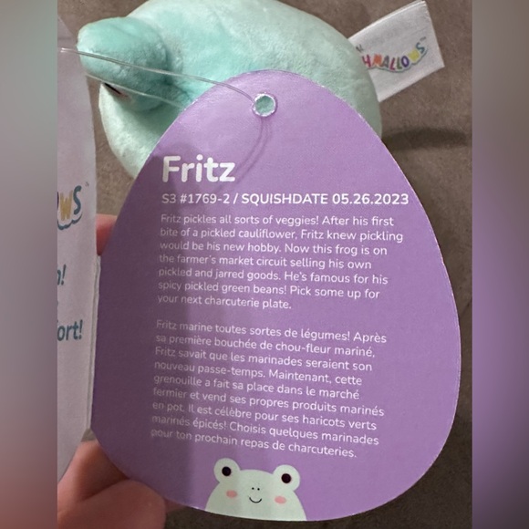 Kellytoy Fritz the Frog Squishmallow Clip-on Backpack Stuffed Plush Toy 5” - Picture 16 of 16